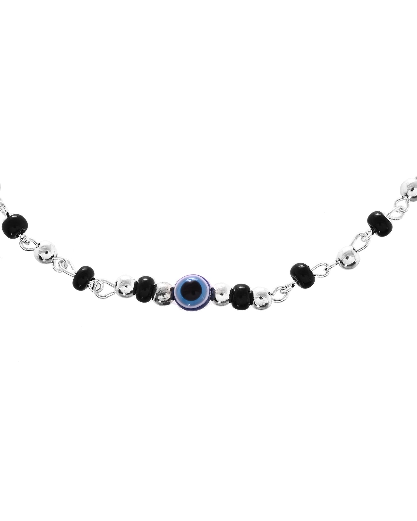 VOJ Set of 2 Stainless Steel Evil Eye Anklet - Swadesiicart