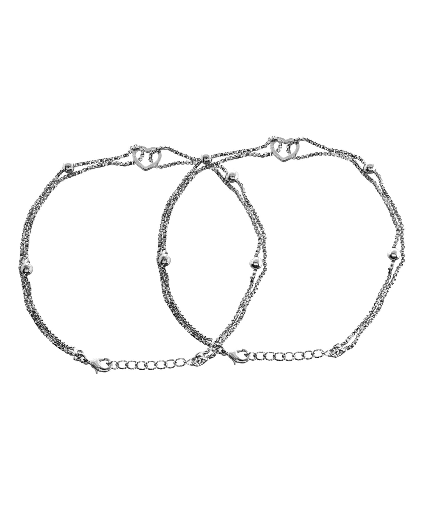 VOJ Set of 2 Stainless Steel Handcrafted Anklet - Swadesiicart