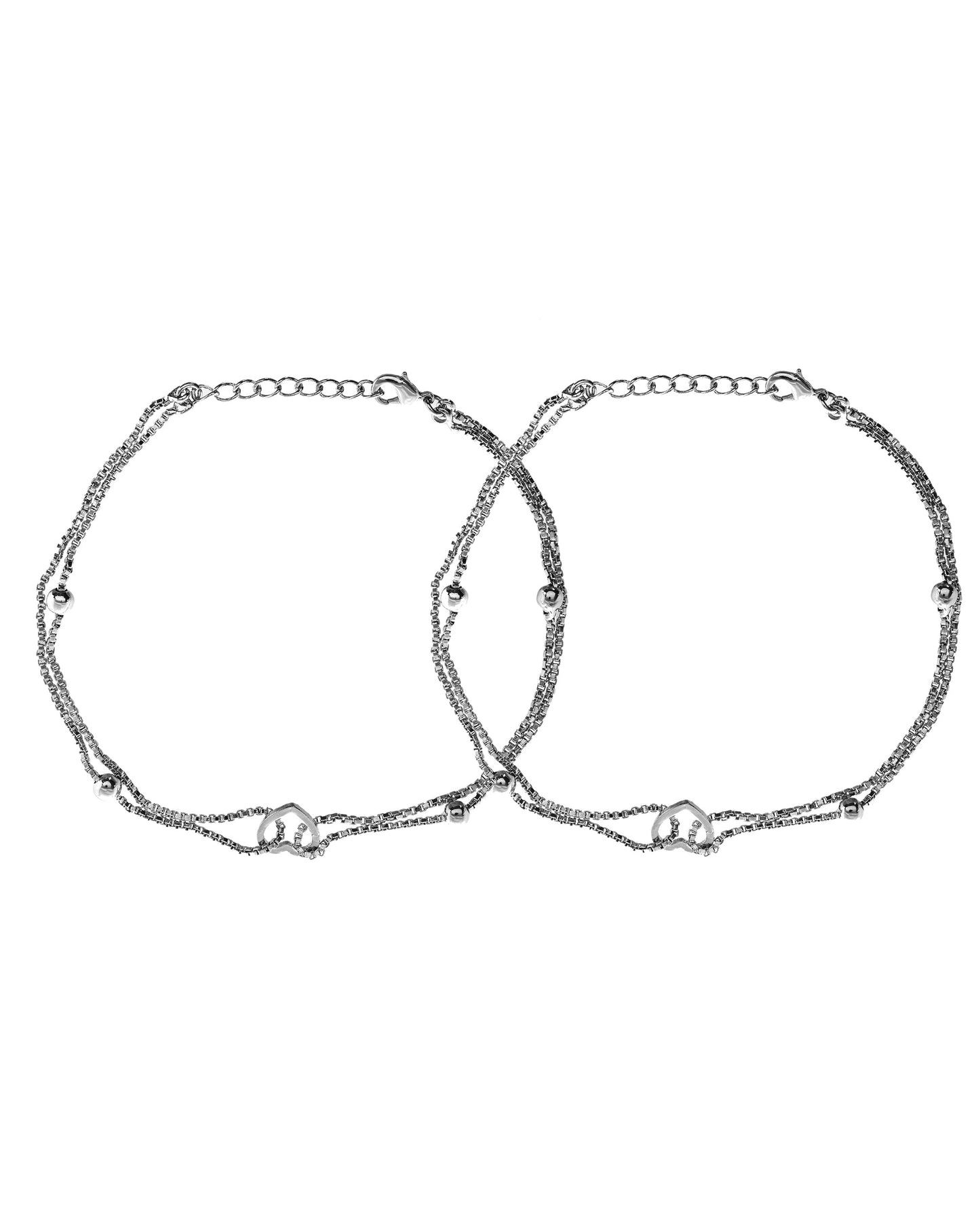 VOJ Set of 2 Stainless Steel Handcrafted Anklet - Swadesiicart