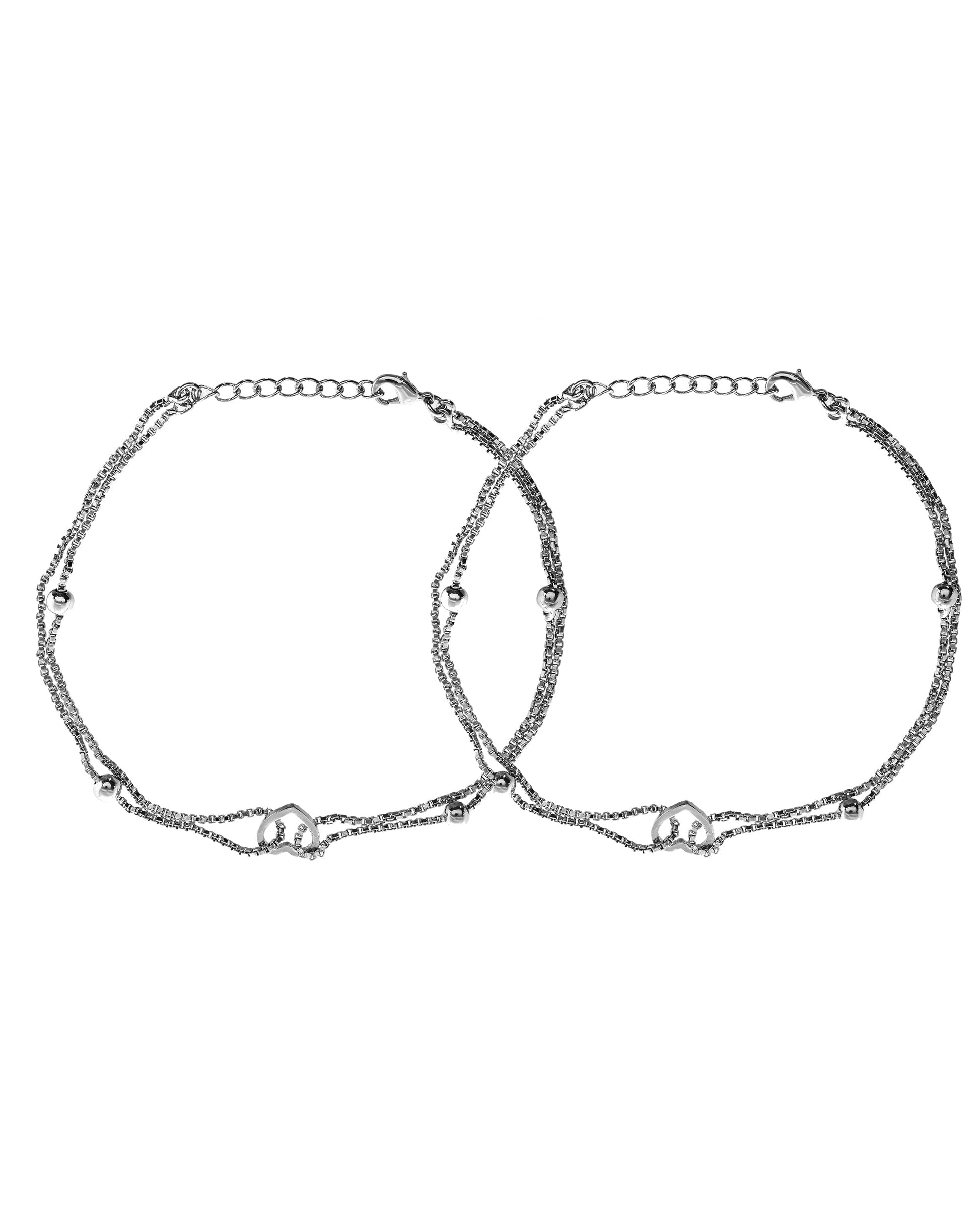 VOJ Set of 2 Stainless Steel Handcrafted Anklet - Swadesiicart