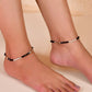 VOJ Set of 2 Black Artificial Beads Studded Anklet - Swadesiicart