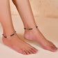 VOJ Set of 2 Black Artificial Beads Studded Anklet - Swadesiicart