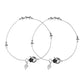 VOJ Set of 2 Silver Tone Handcrafted Stainless Steel Anklet - Swadesiicart