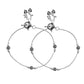 VOJ Set of 2 Silver Toned Floral Handcrafted Stainless Steel Anklet - Swadesiicart