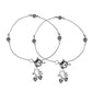 VOJ Set of 2 Silver Toned Floral Handcrafted Stainless Steel Anklet - Swadesiicart