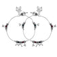 VOJ Set of 2 Silver Toned Meenakari Designed Stainless Steel Anklet - Swadesiicart