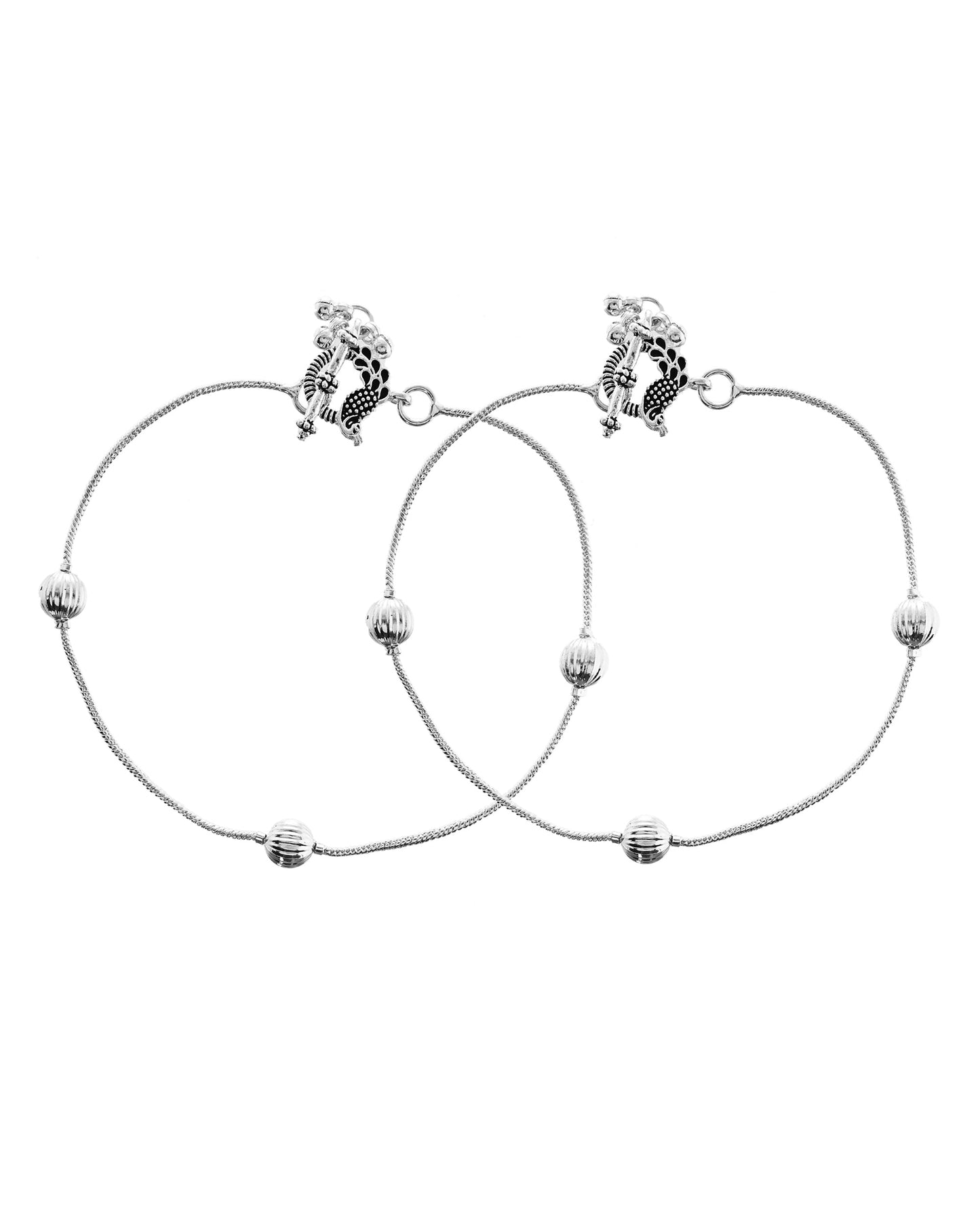 VOJ Set of 2 Stainless Steel Designer Anklet - Swadesiicart