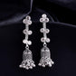 VOJ Studded Oxidised Silver Plated Contemporary Drop Earrings - Swadesiicart