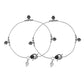 VOJ Set of 2 Silver Plated Leaf Designed Anklet - Swadesiicart