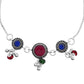 VOJ Set of 2 Silver Plated Circular Designed Stone Studded Anklet - Swadesiicart