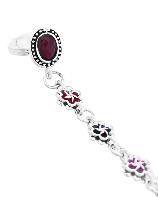 VOJ Set of 2 Floral Designer Meenakari Anklet with Toe Ring - Swadesiicart