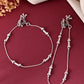 VOJ Set of 2 Silver Plated Pipe Shaped Designer Anklet - Swadesiicart