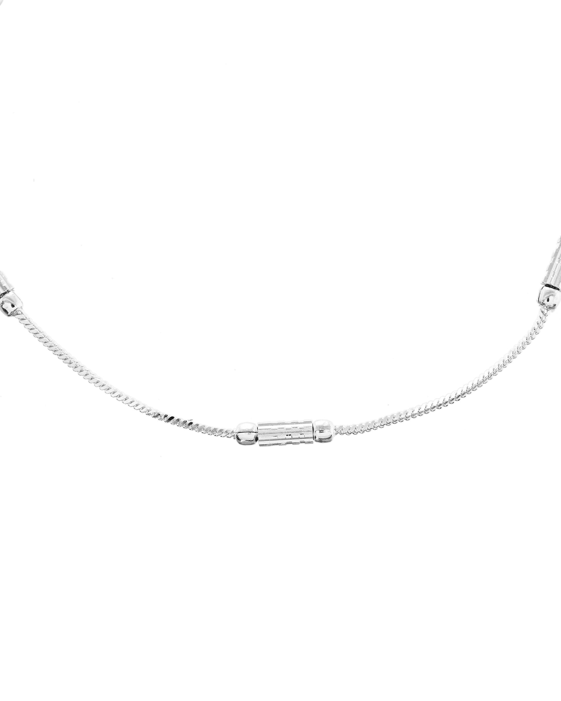 VOJ Set of 2 Silver Plated Pipe Shaped Handcrafted Anklet - Swadesiicart