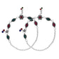VOJ Set of 2 Silver Plated Floral Shaped Stone Studded Anklet - Swadesiicart