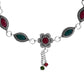 VOJ Set of 2 Silver Plated Floral Shaped Stone Studded Anklet - Swadesiicart