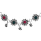 VOJ Set of 2 Silver Plated Floral Designed Stone Studded Anklet - Swadesiicart