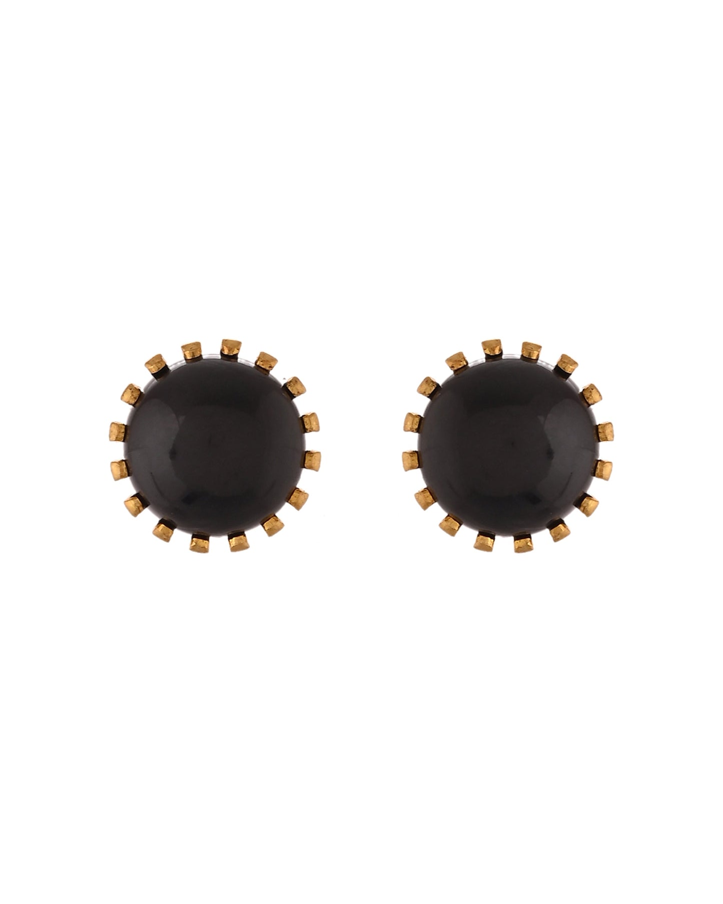 VOJ Gold Polished Stainless Steel Black Pearl Studded Chain Set - Swadesiicart