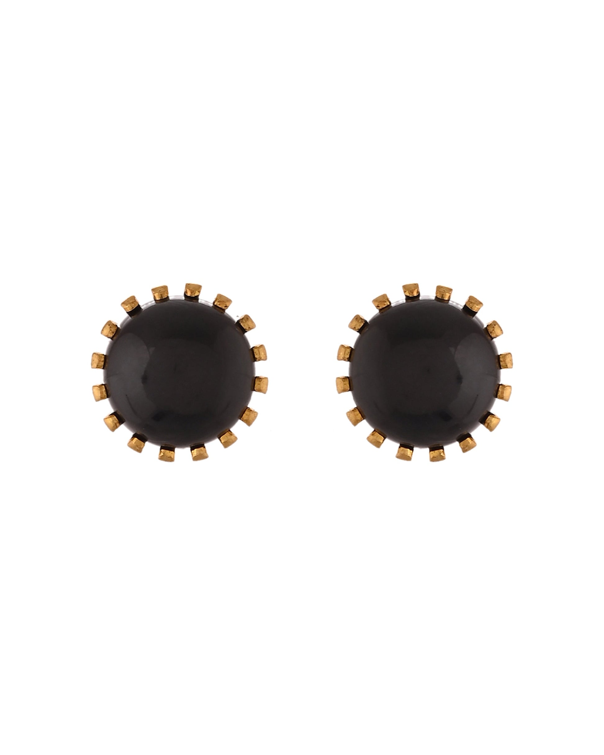 VOJ Gold Polished Stainless Steel Black Pearl Studded Chain Set - Swadesiicart