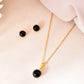 VOJ Gold Polished Stainless Steel Black Pearl Studded Chain Set - Swadesiicart