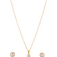 VOJ Gold Polished Stainless Steel White Pearl Studded Chain Set - Swadesiicart