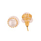 VOJ Gold Polished Stainless Steel White Pearl Studded Chain Set - Swadesiicart