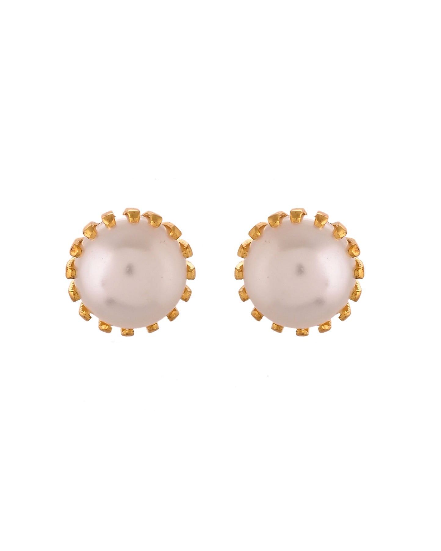VOJ Gold Polished Stainless Steel White Pearl Studded Chain Set - Swadesiicart