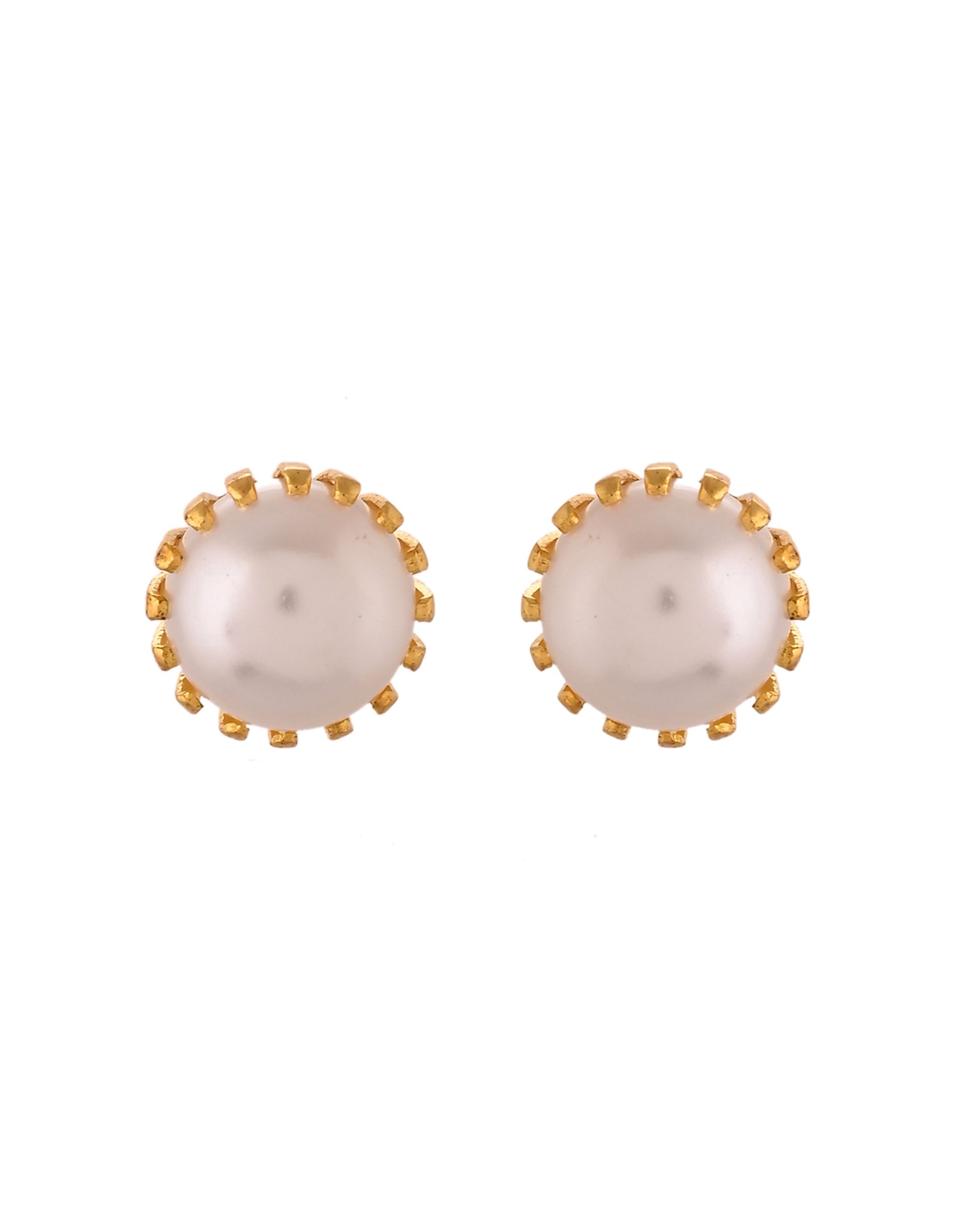 VOJ Gold Polished Stainless Steel White Pearl Studded Chain Set - Swadesiicart
