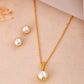 VOJ Gold Polished Stainless Steel White Pearl Studded Chain Set - Swadesiicart
