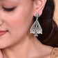 VOJ Studded Triangle Oxidised Silver Plated Contemporary Drop Earrings - VOJ (Valley Of Jewellery)
