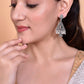 VOJ Studded Triangle Oxidised Silver Plated Contemporary Drop Earrings - Swadesiicart
