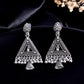VOJ Studded Triangle Oxidised Silver Plated Contemporary Drop Earrings - Swadesiicart