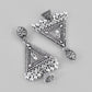 VOJ Studded Triangle Oxidised Silver Plated Contemporary Drop Earrings - Swadesiicart