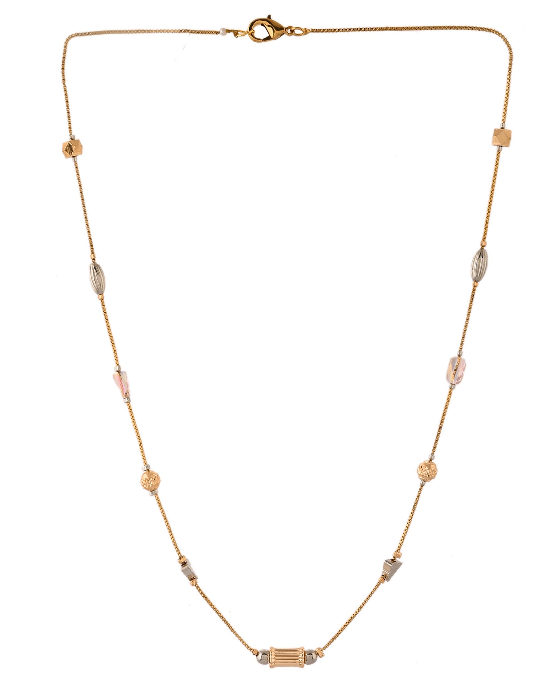 VOJ Stainless Steel Hand Crafted Rose Gold Polished Chain With Beads - Swadesiicart
