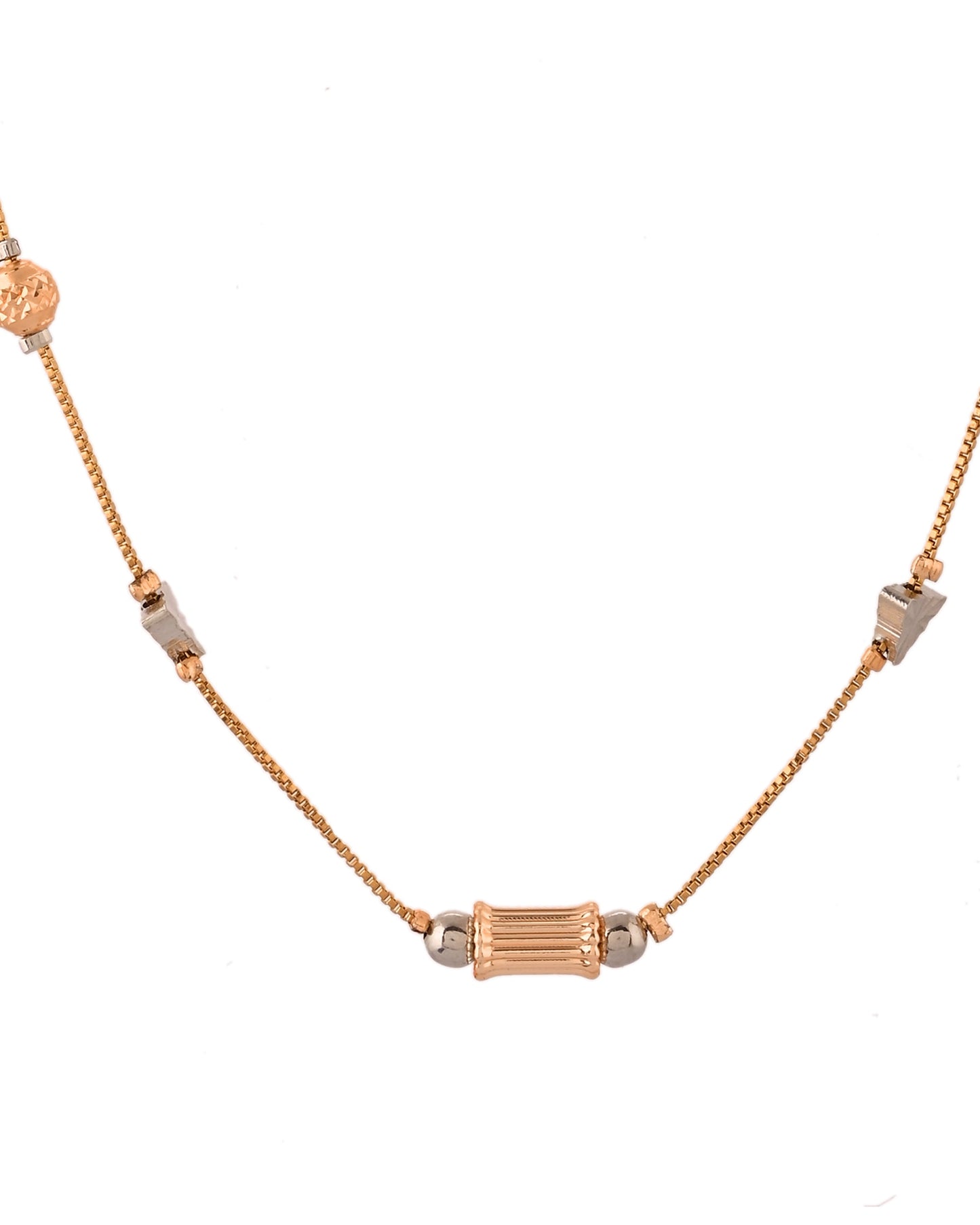 VOJ Stainless Steel Hand Crafted Rose Gold Polished Chain With Beads - Swadesiicart