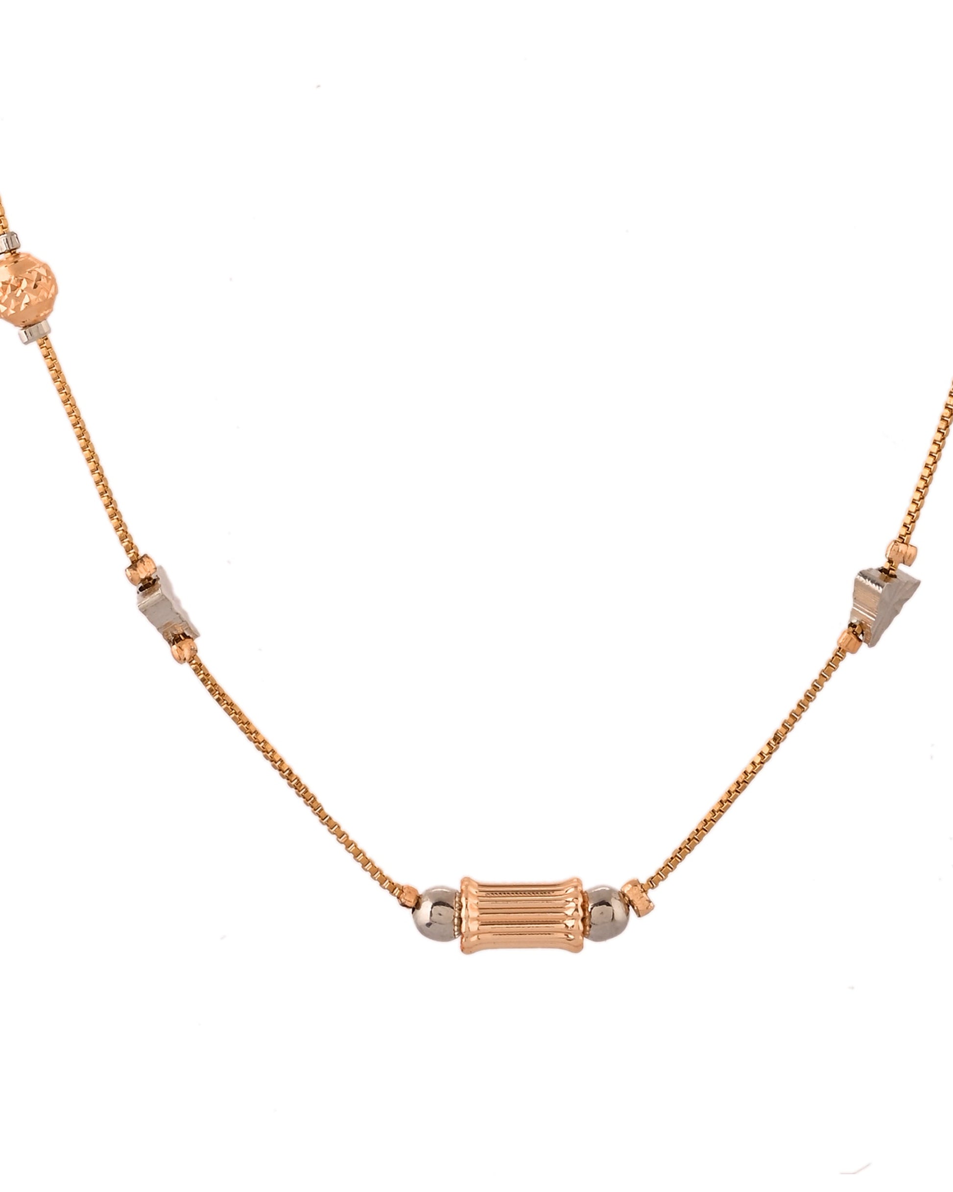 VOJ Stainless Steel Hand Crafted Rose Gold Polished Chain With Beads - Swadesiicart