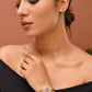 VOJ Stainless Steel Gold Polished Kundan Studded Wraparound Circular Bracelet - Swadesiicart