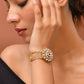 VOJ Stainless Steel Gold Polished Kundan Studded Wraparound Circular Bracelet - Swadesiicart
