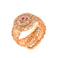 VOJ Stainless Steel Gold Polished Kundan Studded Wraparound Circular Bracelet - Swadesiicart