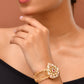 VOJ Stainless Steel Gold Polished Kundan Studded Wraparound Bracelet - Swadesiicart