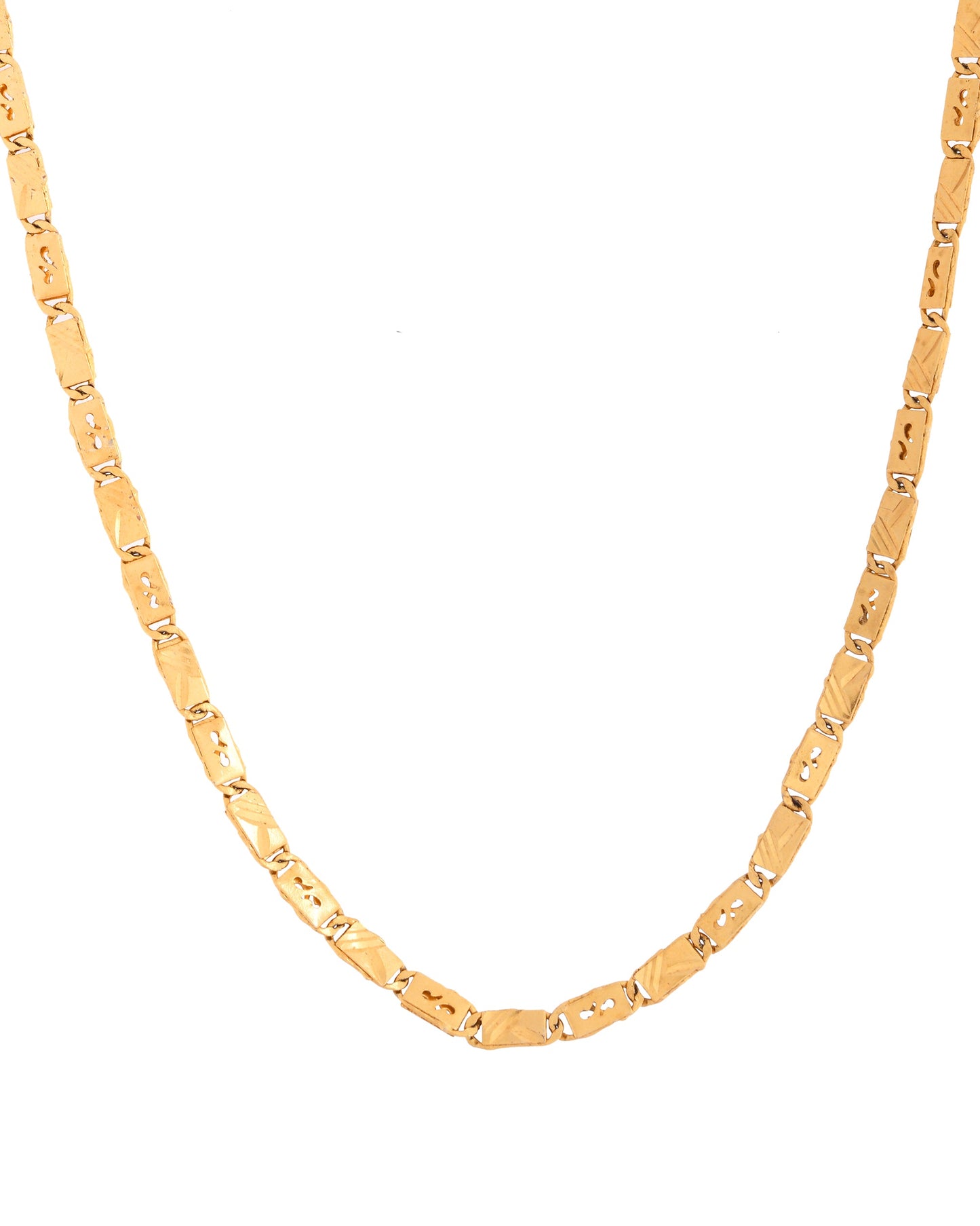 VOJ Men's Gold Polished Stainless Steel Biscuit Chain With Hand Crafted Design - Swadesiicart