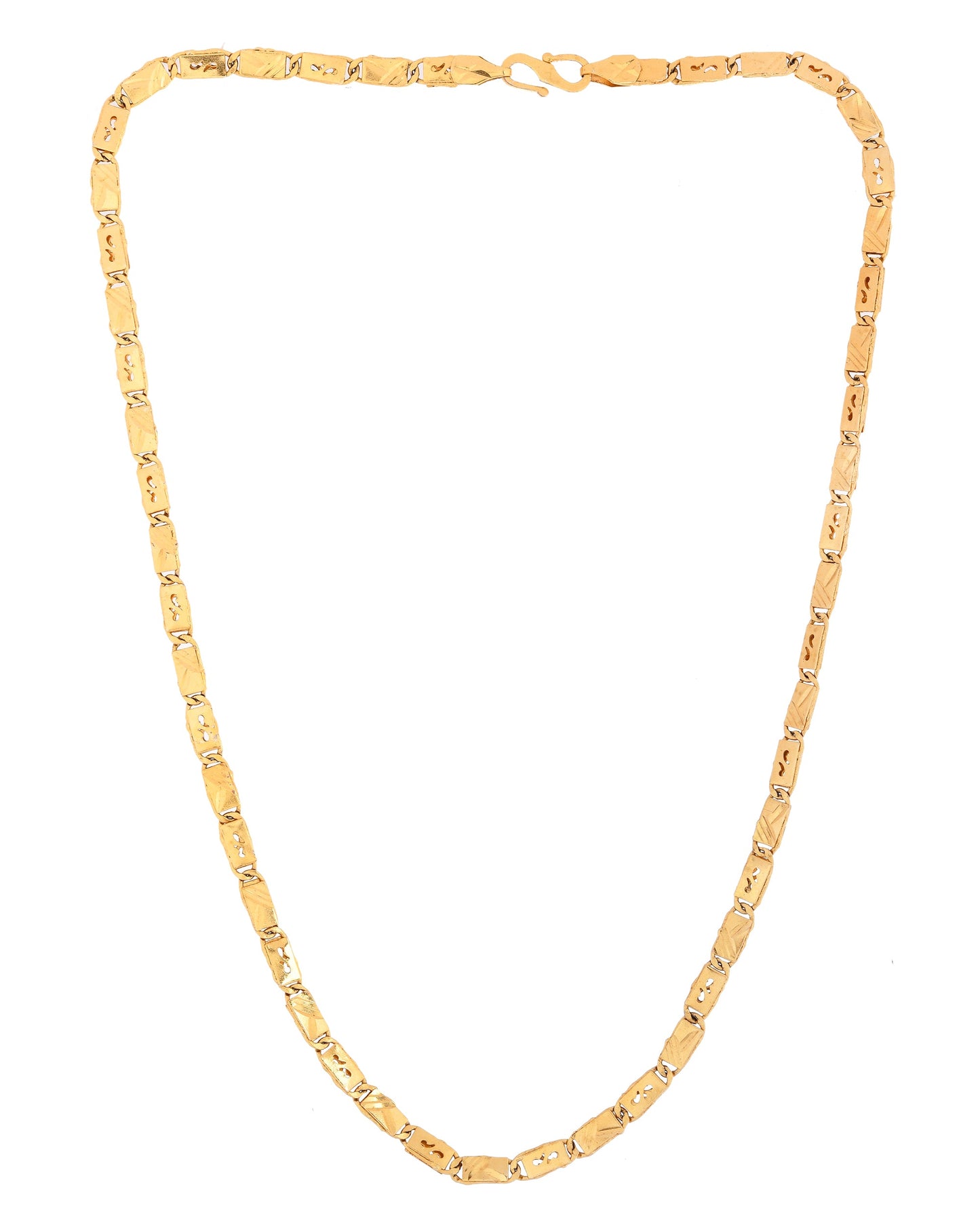 VOJ Men's Gold Polished Stainless Steel Biscuit Chain With Hand Crafted Design - Swadesiicart