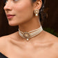 VOJ Gold Polished Stone And Pearl Studded Traditional Chokar Set - Swadesiicart