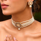 VOJ Gold Polished Stone And Pearl Studded Traditional Chokar Set - Swadesiicart