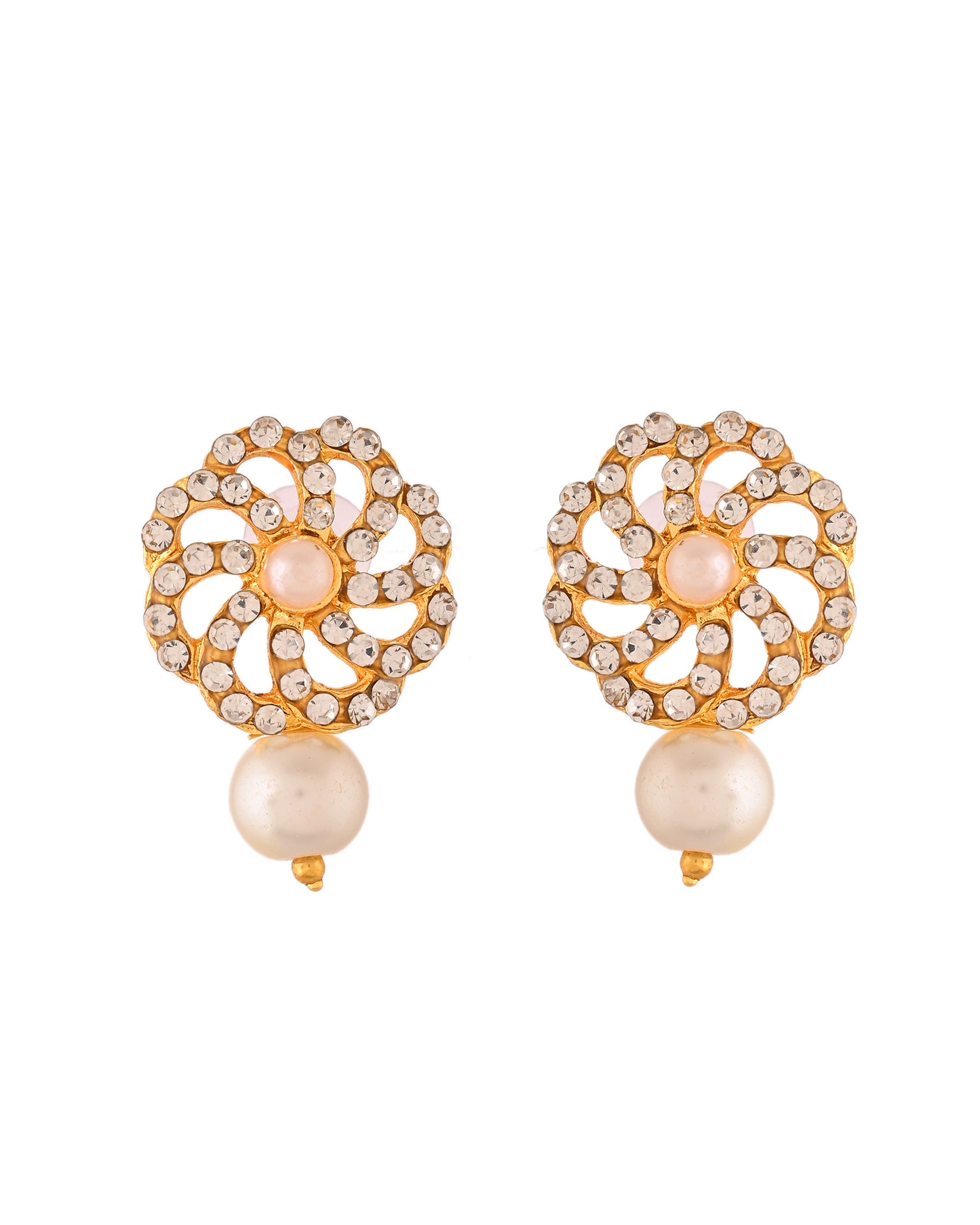 VOJ Gold Polished Stone And Pearl Studded Traditional Chokar Set - Swadesiicart