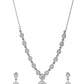 VOJ Silver Plated AD Stone Studded Elegant Necklace And Earrings Set - Swadesiicart