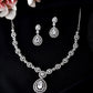 VOJ Silver Plated AD Stone Studded Elegant Necklace And Earrings Set - Swadesiicart