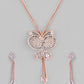 VOJ Rose Gold-Polished Butterfly Design Pendant Set - Swadesiicart