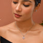 VOJ Silver Plated Baby Pink Stone Studded Heart Shaped Chain Set - Swadesiicart