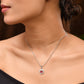 VOJ Silver Plated Pink Stone Studded Heart Shaped Chain Set - Swadesiicart