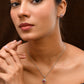 VOJ Silver Plated Pink Stone Studded Heart Shaped Chain Set - Swadesiicart